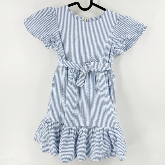 Mini Boden Other - ✅ BODEN SEESUCKER BLUE/WHITE Fit & Flare Dress Penzance/Ivory GIRLS SIZE 7-8